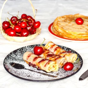 Pancakes with cherry jam